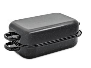 Gęsiarka nierdzewna emaliowana prostokątna 30 cm