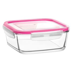 Szklany pojemnik na lunch z silikonowym zapięciem  różowym 1,15 l Fresco LAV