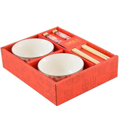 Zestaw do sushi FLOWER 2 OS. MISECZKI+PAŁECZKI BOX CZERWONY