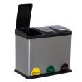 Kosz do segregacji odpadów 3 komory 24 l Stal nierdzewna