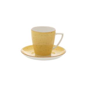 Filiżanka ze spodkiem Beata/Sonia Kolory ziemi Żółty Lubiana 200 ml/14 cm