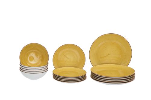 Serwis obiadowy Kolory ziemi Żółty 6 os/18 el Lubiana