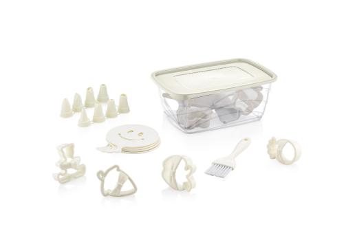 Zestaw do dekorowania ciast 22 el. Lux Kremowy Plastik