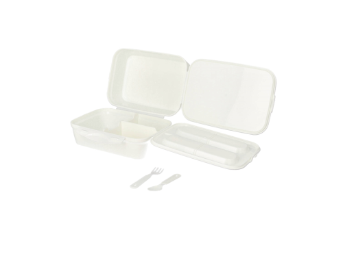 Lunchbox ze sztućcami Neo Biały Lux Plastik