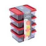 Komplet pojemników 4 szt. Czerwony Lux Plastik 180 ml