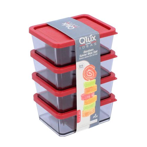 Komplet pojemników 4 szt. 180 ml Czerwony Lux Plastik