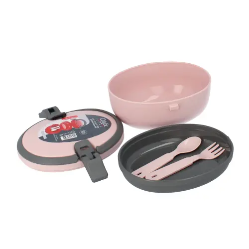 Lunchbox ze sztućcami Joy Różowy Lux Plastik