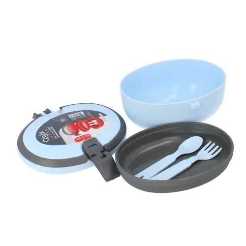 Lunch Box ze sztućcami Joy Niebieski Lux Plastik