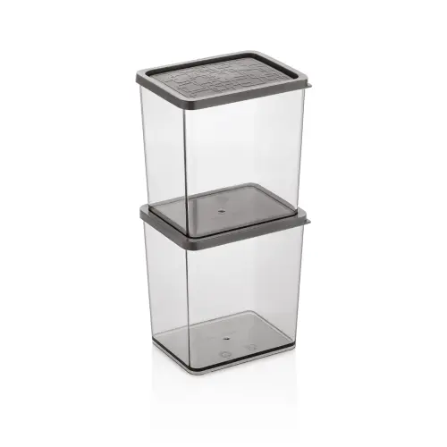 Komplet pojemników 2 szt. Szary Lux Plastik 575 ml