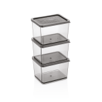 Komplet pojemników 3 szt. Szary Lux Plastik 350 ml