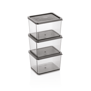 Komplet pojemników 3 szt. Szary Lux Plastik 350 ml