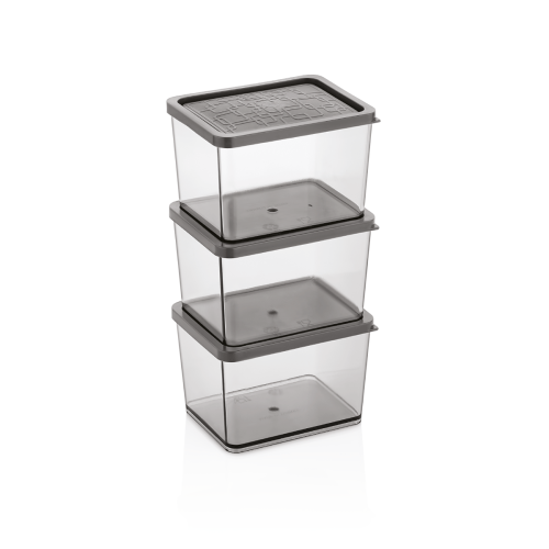 Komplet pojemników 3 szt. Szary Lux Plastik 350 ml