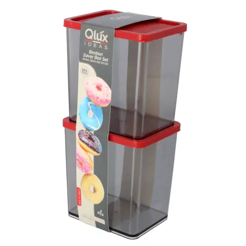 Komplet pojemników 2 szt. Czerwony Lux Plastik 575 ml