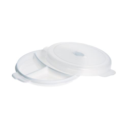 Talerz do mikrofalówki z pokrywą Micro Box Biały Plast Team