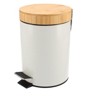 Kosz łazienkowy metalowy z pedałem + bambus 3L