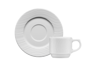 LUBIANA RIVER Filiżanka Ze Spodkiem Do Kawy Espresso Biała 80 ml/13,5 cm