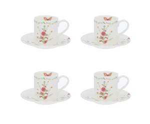 Filiżanka ze spodkiem 4 szt. Kwiaty Marco Polo 90 ml/11.5 cm