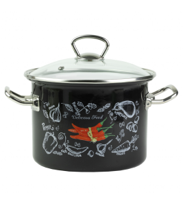 Garnek emaliowany ze stalowymi uchwytami Chili Emalia Rybnik 18 cm/3 l