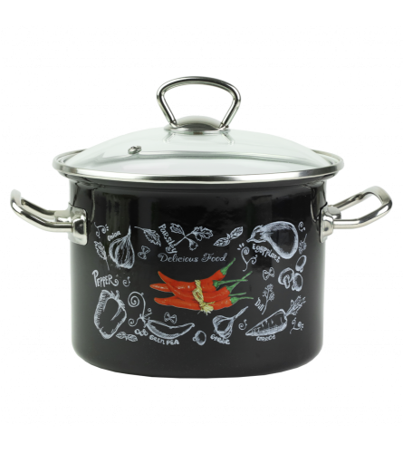 Garnek emaliowany ze stalowymi uchwytami Chili Emalia Rybnik 18 cm/3 l