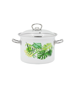 Garnek emaliowany ze stalowymi uchwytami Monstera Emalia Rybnik 16 cm/2 l