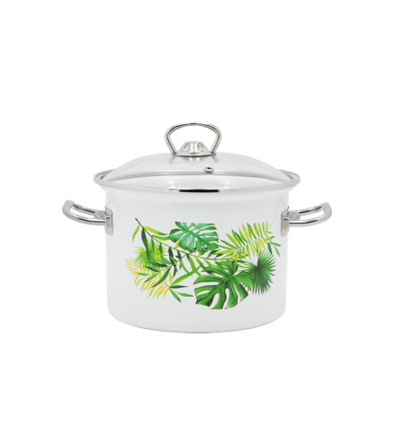 Garnek emaliowany ze stalowymi uchwytami Monstera Emalia Rybnik 16 cm/2 l