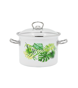 Garnek emaliowany ze stalowymi uchwytami Monstera Emalia Rybnik 18 cm/3 l