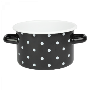 Garnek emaliowany Polka Czarny Emalia Rybnik 16 cm/2 l