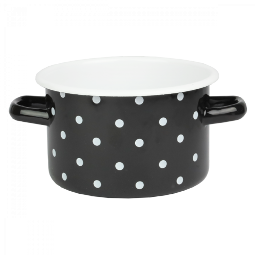 Garnek emaliowany Polka Czarny Emalia Rybnik 16 cm/2 l