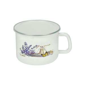 Kubek emaliowany z plastikową pokrywką Młyn 500 ml