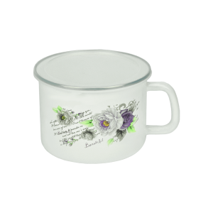 Kubek emaliowany z plastikową pokrywką Róża 500 ml