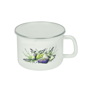 Kubek emaliowany z plastikową pokrywką Lawenda 500 ml