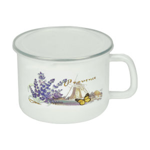  Kubek emaliowany z plastikową pokrywką Młyn 1.5 l