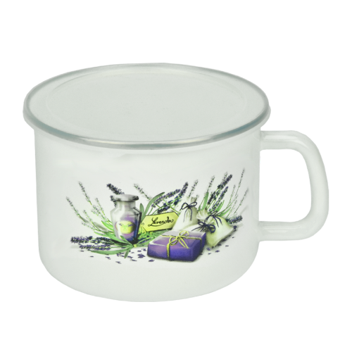 Kubek emaliowany z plastikową pokrywką Lawenda Bokono  2.5 l