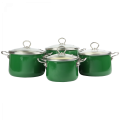 Komplet garnków emaliowanych 4 szt./8 el Oltis Zielony Emalia Rybnik