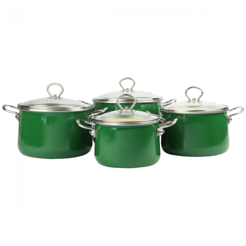 Komplet garnków emaliowanych 4 szt./8 el Oltis Zielony Emalia Rybnik