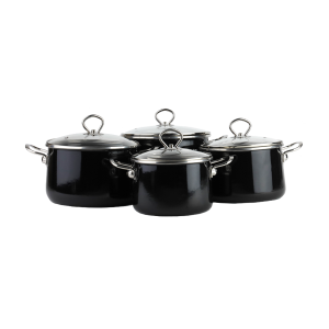 Komplet garnków emaliowanych 4 szt./8 el Oltis Czarny Emalia Rybnik