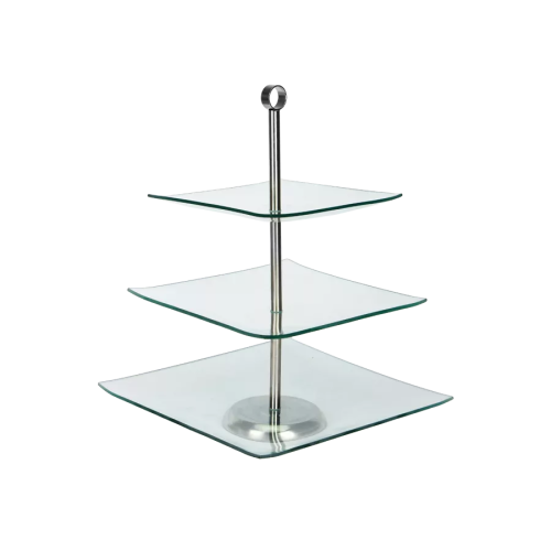 Patera szklana kwadratowa 3 poziomowa Topfann