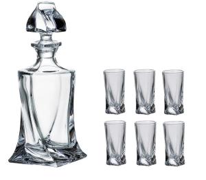 BOHEMIA QUADRO Zestaw Do Likieru Wódki Karafka 400 ml + Kieliszki 6 x 50 ml