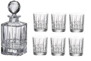 BOHEMIA DOVER Zestaw Do Whisky Karafka 800 ml + Szklanki 6 x 320 ml Prezent