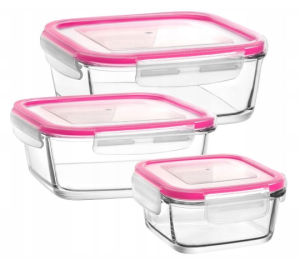 Komplet 3 pojemników szklanych z pokrywkami Fresco LAV