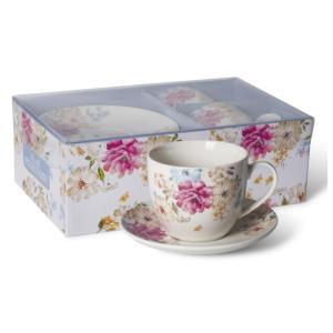 Komplet 2 filiżanek (250 ml)ze spodkiem KOLOROWE KWIATY