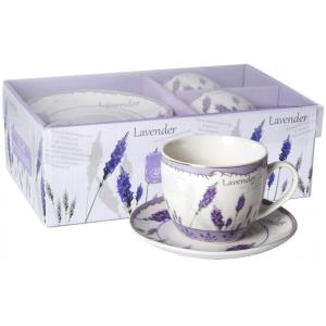 Komplet 2 filiżanek (250 ml)ze spodkiem LAWENDA