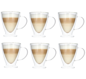 Zestaw 6 Filiżanek Do Kawy LATTE Termiczne Komplet Podwójna Ścianka 300 ml