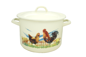 Garnek emaliowany z kurą do rosołu z pokrywką 6 l Elo Pol