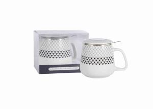Kubek porcelanowy z metalowym zaparzaczem i pokrywką 500 ml