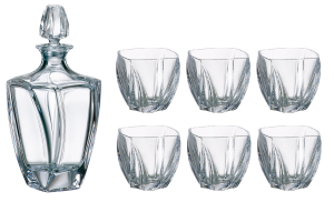 BOHEMIA NEPTUN Zestaw Do Whisky Karafka 640 ml + Szklanki 6x 300 ml Prezent