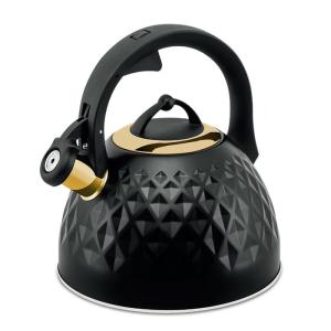 DUŻY CZAJNIK Z GWIZDKIEM CZARNY ZŁOTY NA GAZ INDUKCJĘ 3L Hjorta Karat