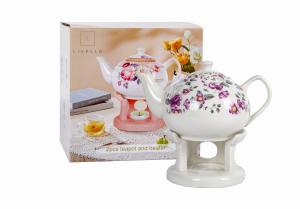 LIVELLO Czajnik dzbanek imbryk porcelanowy z podgrzewaczem herbatę 1000 ML