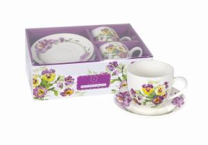 2 x Filiżanka Ze Spodkiem Do Kawy 250 ml Zestaw Kawowy Porcelana Livello