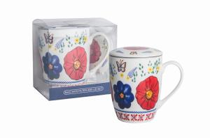 LIVELLO Kubek Do Kawy Herbaty Porcelanowy Z Metalowym Zaparzaczem 350 ml